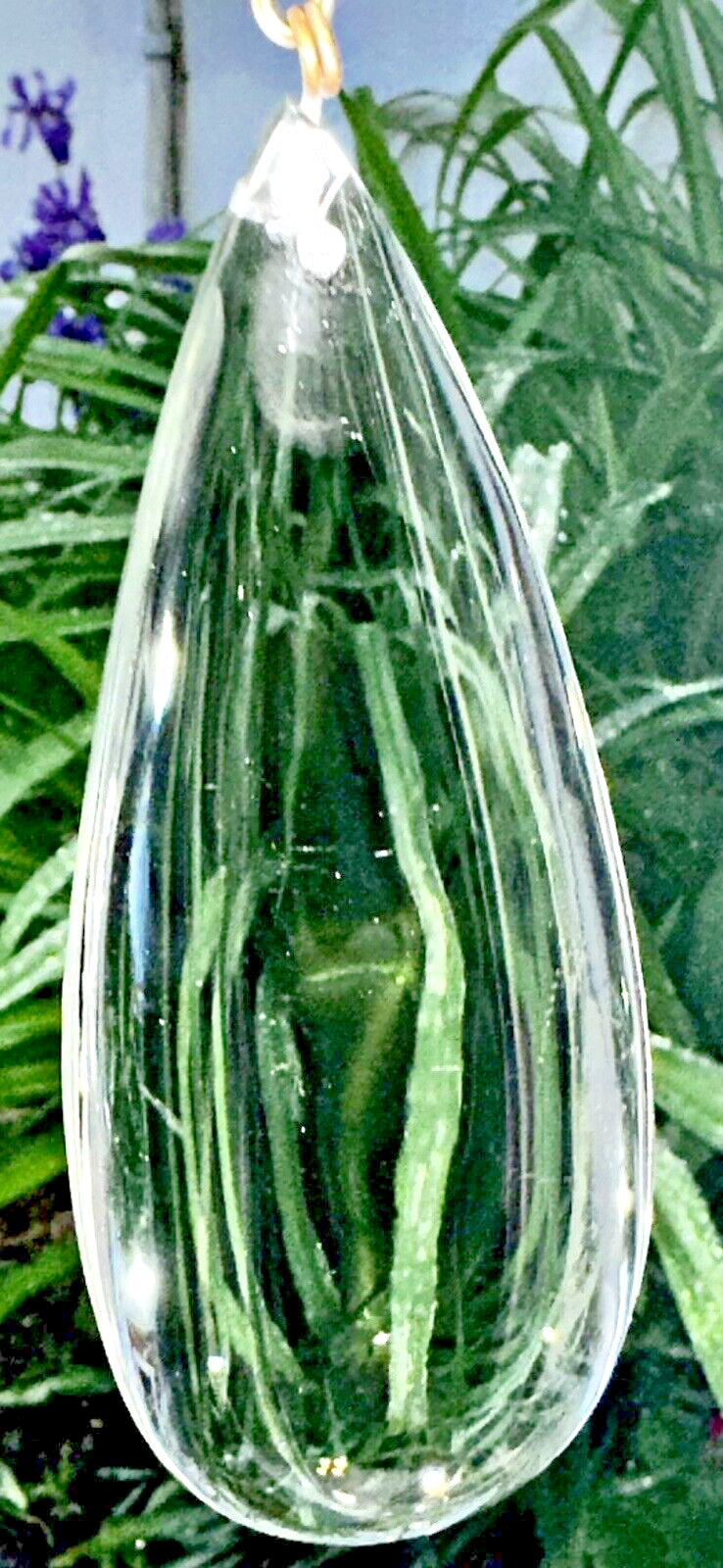 1 Vintage Clear 5" Half Pear Crystal Pendalogue Prism Hand Polished w/ Bead 6.75 - AntiquesEtcetera1 Vintage Clear 5" Half Pear Crystal Pendalogue Prism Hand Polished w/ Bead 6.75AntiqueAntiquesEtcetera