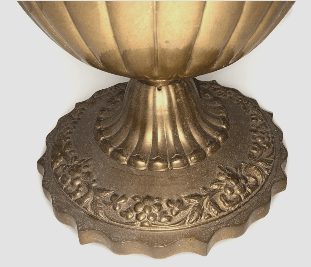 10 5/8" Solid Brass Footed Urn / Pot Embossed Floral Rolled Top Rim 9 5/8" Diam. - AntiquesEtcetera10 5/8" Solid Brass Footed Urn / Pot Embossed Floral Rolled Top Rim 9 5/8" Diam.AntiquesEtceteraAntiquesEtcetera