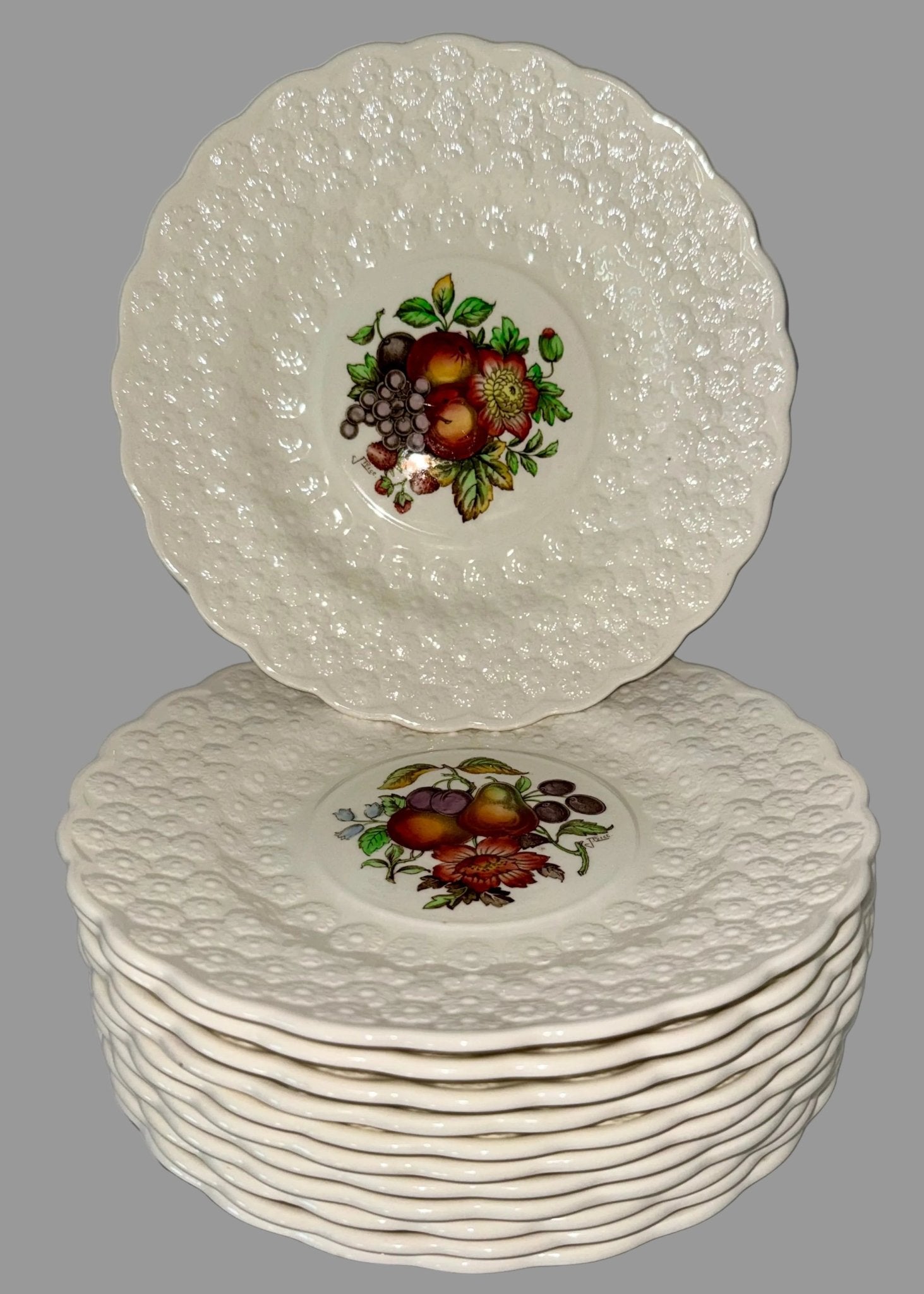 12 Vintage Copeland Spode England Luncheon Plates Artist - Signed J. Price Fruit & Floral Motif - AntiquesEtcetera12 Vintage Copeland Spode England Luncheon Plates Artist - Signed J. Price Fruit & Floral MotifElegant / Collectible DinnerwareCopeland SpodeAntiquesEtcetera