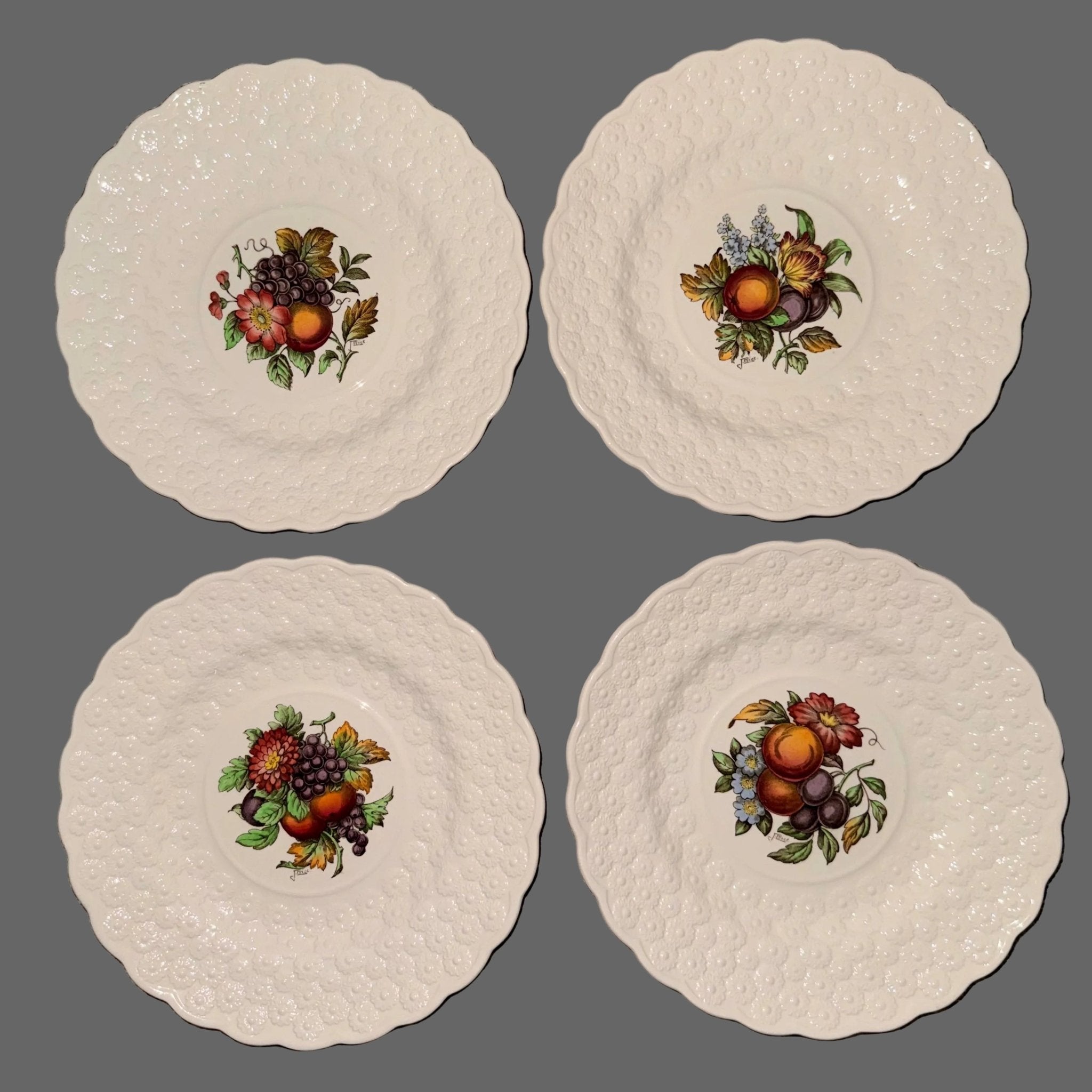 12 Vintage Copeland Spode England Luncheon Plates Artist - Signed J. Price Fruit & Floral Motif - AntiquesEtcetera12 Vintage Copeland Spode England Luncheon Plates Artist - Signed J. Price Fruit & Floral MotifElegant / Collectible DinnerwareCopeland SpodeAntiquesEtcetera