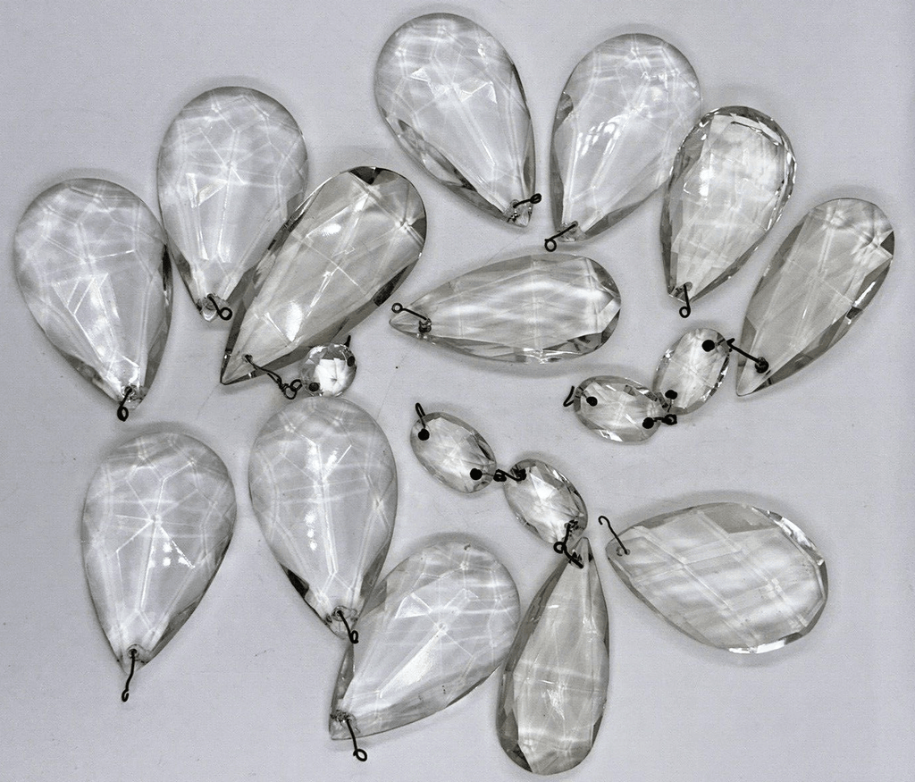 13 Vintage Crystal Almond Pendalogue Prisms Large - each about 3" Long - AntiquesEtcetera13 Vintage Crystal Almond Pendalogue Prisms Large - each about 3" LongUnbrandedAntiquesEtcetera
