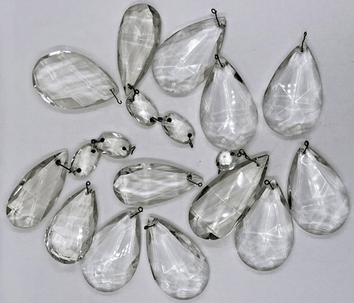 13 Vintage Crystal Almond Pendalogue Prisms Large - each about 3" Long - AntiquesEtcetera13 Vintage Crystal Almond Pendalogue Prisms Large - each about 3" LongUnbrandedAntiquesEtcetera