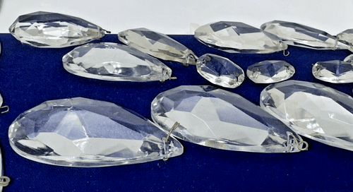 13 Vintage Crystal Almond Pendalogue Prisms Large - each about 3" Long - AntiquesEtcetera13 Vintage Crystal Almond Pendalogue Prisms Large - each about 3" LongUnbrandedAntiquesEtcetera