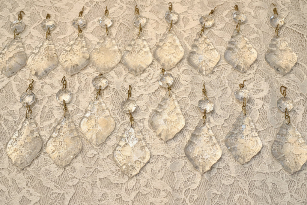 16 French Cut Crystal Pendalogue Prisms 2" with 3" Drop Lovely Vintage Condition - AntiquesEtcetera16 French Cut Crystal Pendalogue Prisms 2" with 3" Drop Lovely Vintage ConditionUnbrandedAntiquesEtcetera