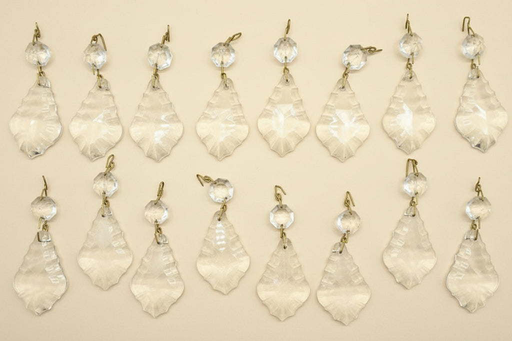 16 French Cut Crystal Pendalogue Prisms 2" with 3" Drop Lovely Vintage Condition - AntiquesEtcetera16 French Cut Crystal Pendalogue Prisms 2" with 3" Drop Lovely Vintage ConditionUnbrandedAntiquesEtcetera