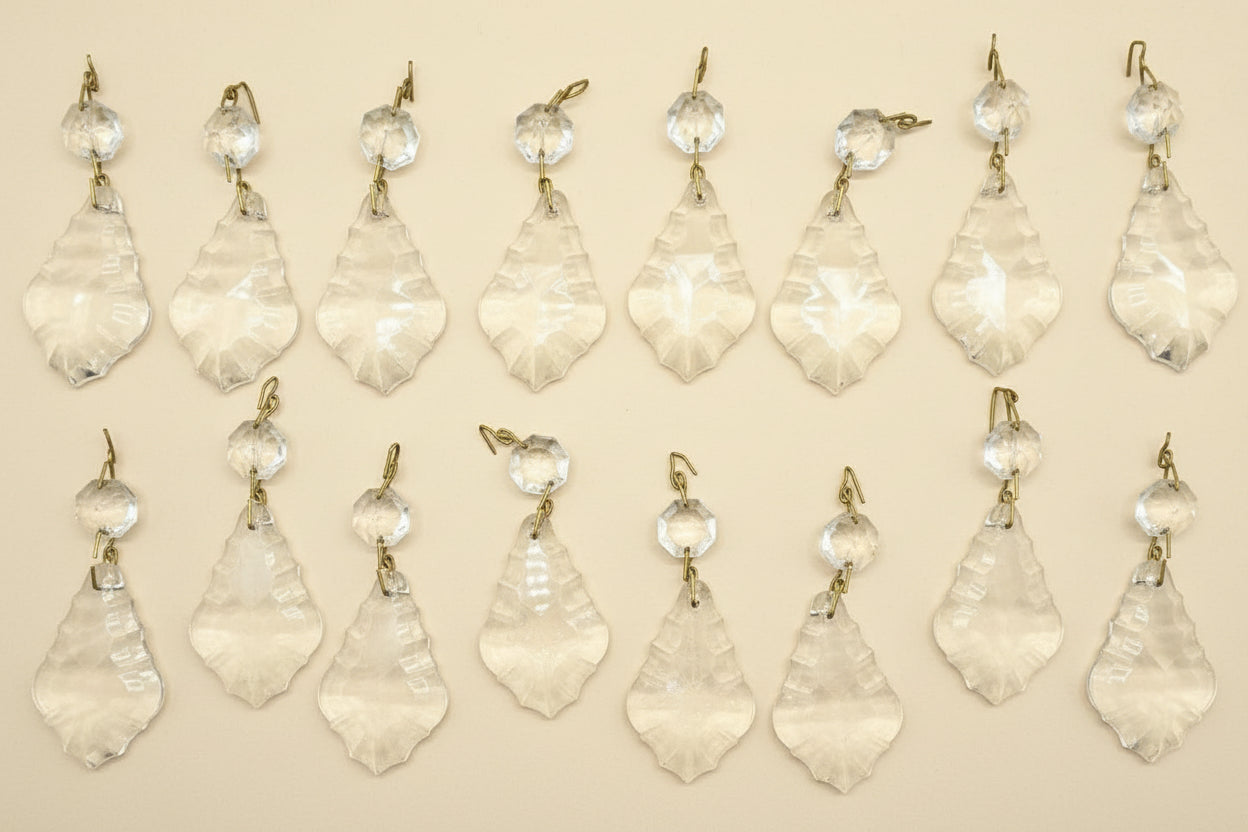 16 French Cut Crystal Pendalogue Prisms 2" with 3" Drop Lovely Vintage Condition - AntiquesEtcetera16 French Cut Crystal Pendalogue Prisms 2" with 3" Drop Lovely Vintage ConditionUnbrandedAntiquesEtcetera