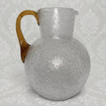 1800s Overshot Glass Milk Pitcher with Amber Reeded Handle - Bulbous Form - AntiquesEtcetera1800s Overshot Glass Milk Pitcher with Amber Reeded Handle - Bulbous FormAntique Serving PitcherAntiquesEtceteraAntiquesEtcetera