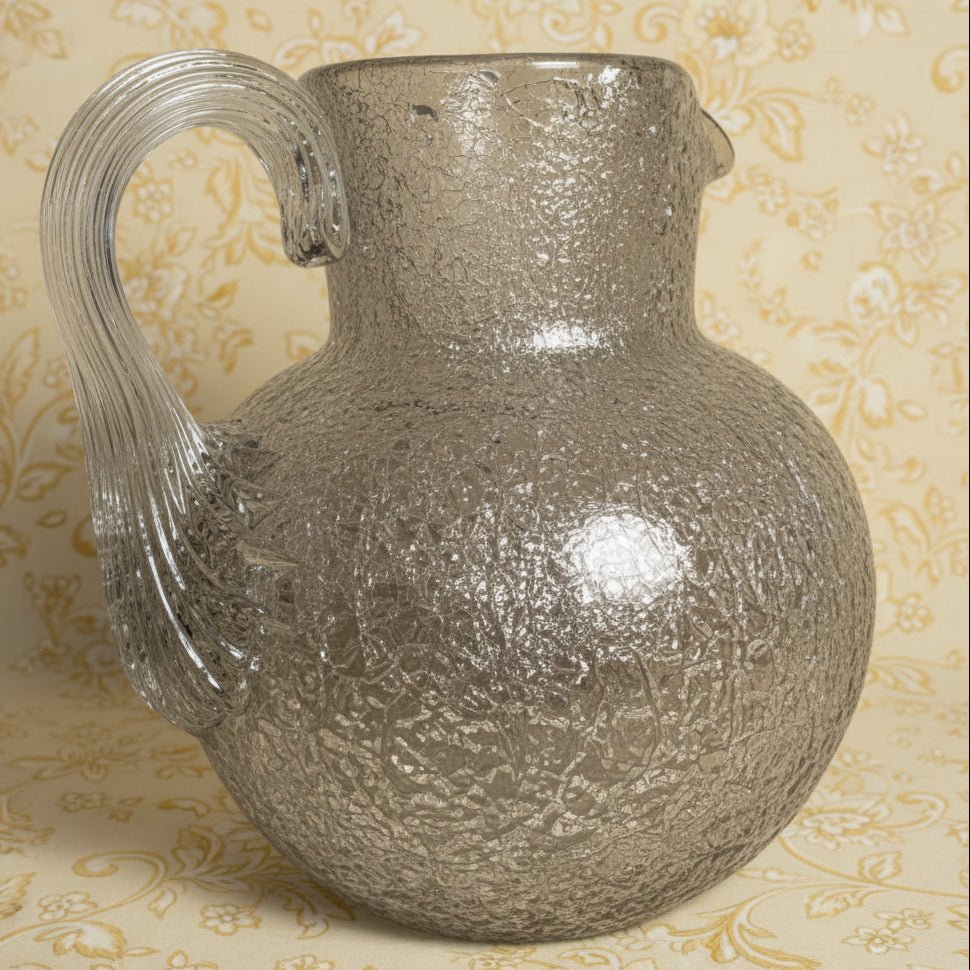 1800s Overshot Glass Syrup Pitcher or Creamer with Reeded Handle - Bulbous Form - AntiquesEtcetera1800s Overshot Glass Syrup Pitcher or Creamer with Reeded Handle - Bulbous FormAntique Creamer or Syrup PitcherAntiquesEtceteraAntiquesEtcetera