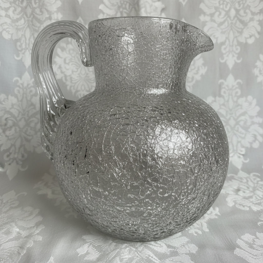 1800s Overshot Glass Syrup Pitcher or Creamer with Reeded Handle - Bulbous Form - AntiquesEtcetera1800s Overshot Glass Syrup Pitcher or Creamer with Reeded Handle - Bulbous FormAntique Creamer or Syrup PitcherAntiquesEtceteraAntiquesEtcetera