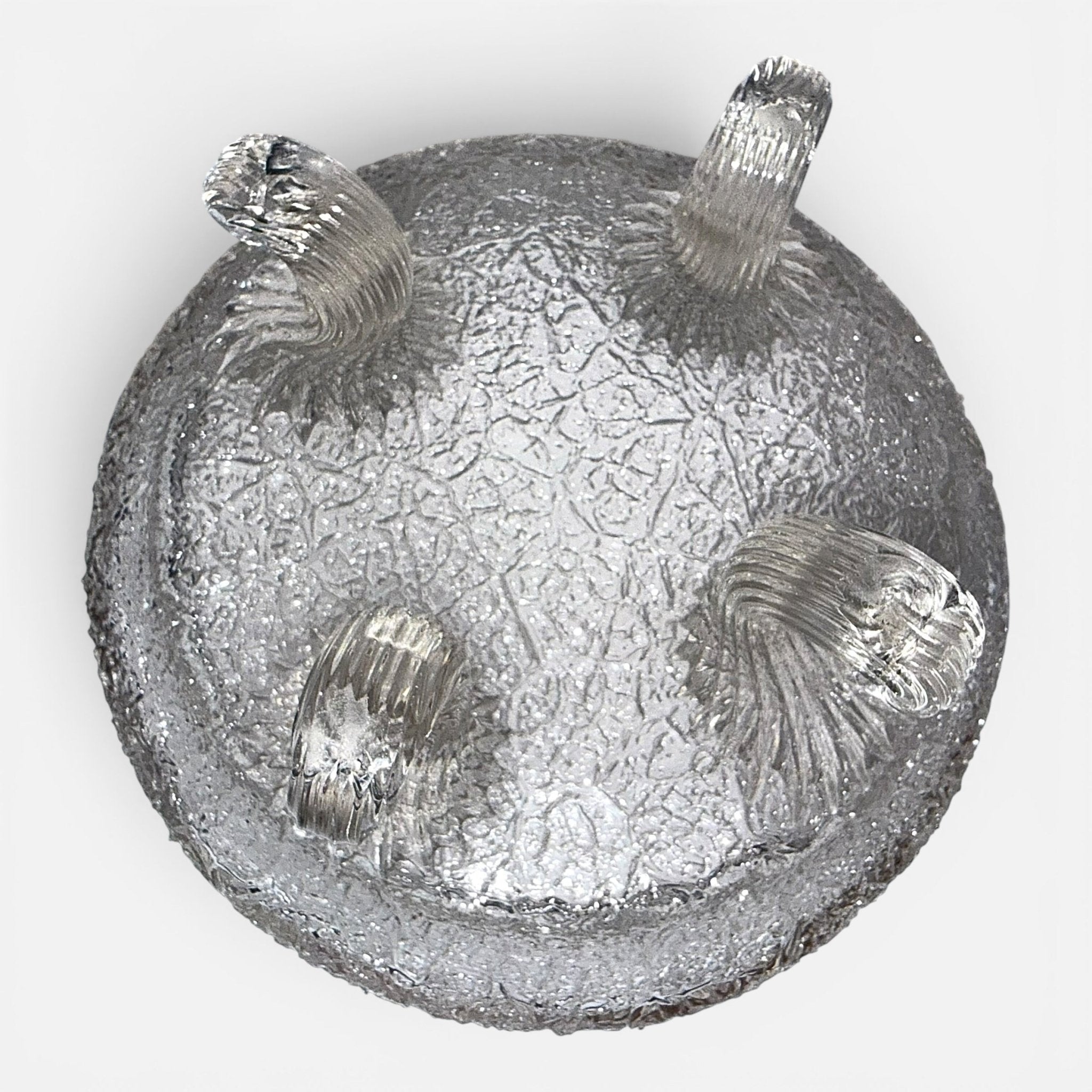 1880S Overshot Glass 4-Footed Sauce Bowl with Curled and Reeded FeetAntiquesEtcetera