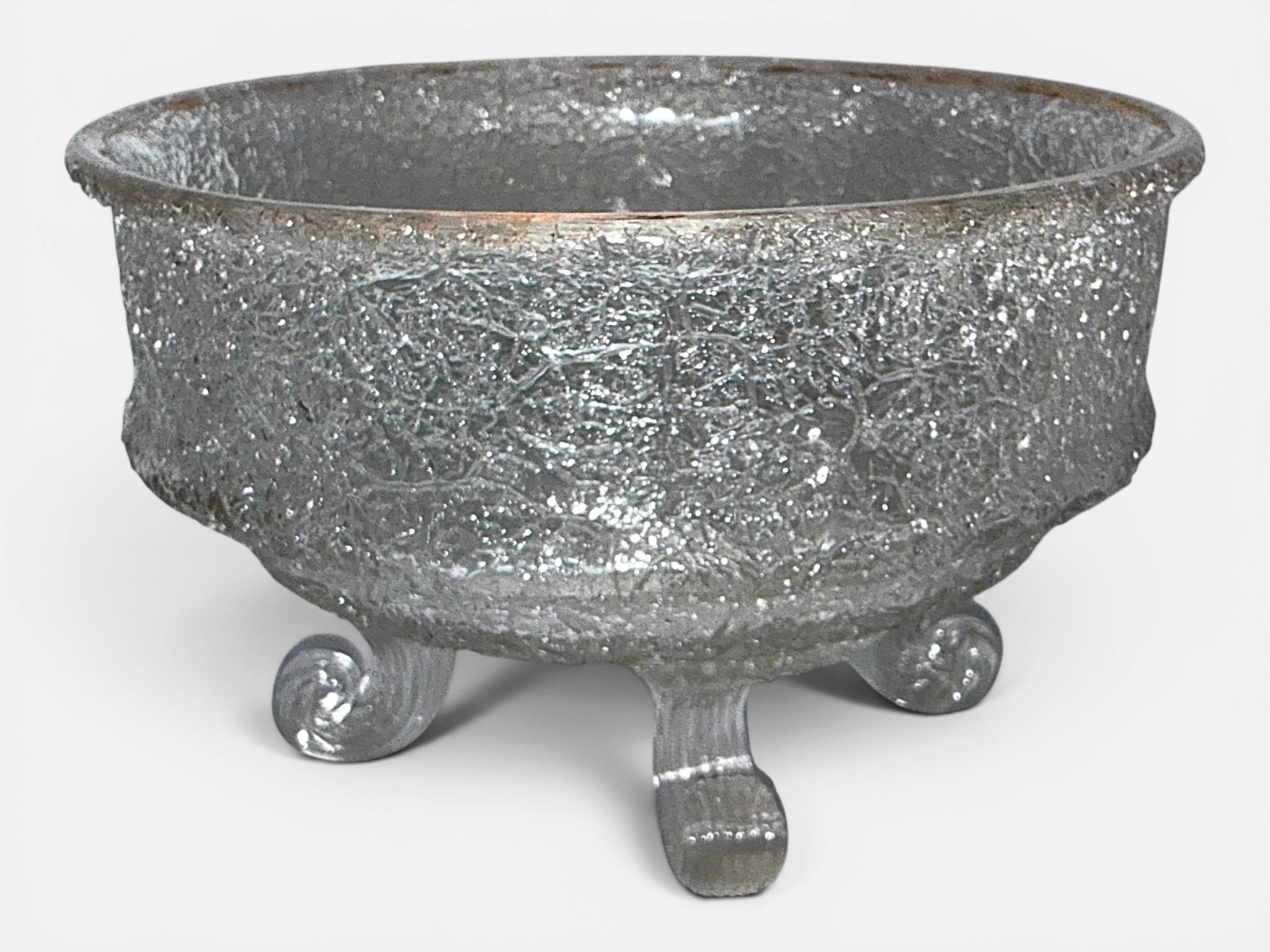 1880S Overshot Glass 4-Footed Sauce Bowl with Curled and Reeded FeetAntiquesEtcetera