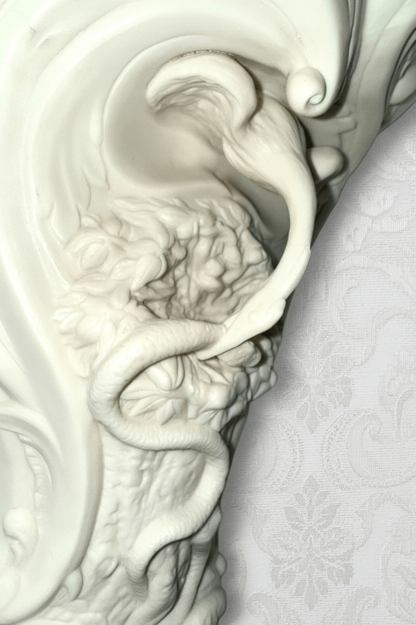 19th C. Parian Ware Wall Shelf Art Nouveau Mother's Love Swan vs SerpentsAntiquesEtcetera