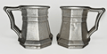 2 Antique Pewter 4 oz. Tankards Octagonal Body with Art Deco Styling / Handles - AntiquesEtcetera2 Antique Pewter 4 oz. Tankards Octagonal Body with Art Deco Styling / HandlesUnbrandedAntiquesEtcetera