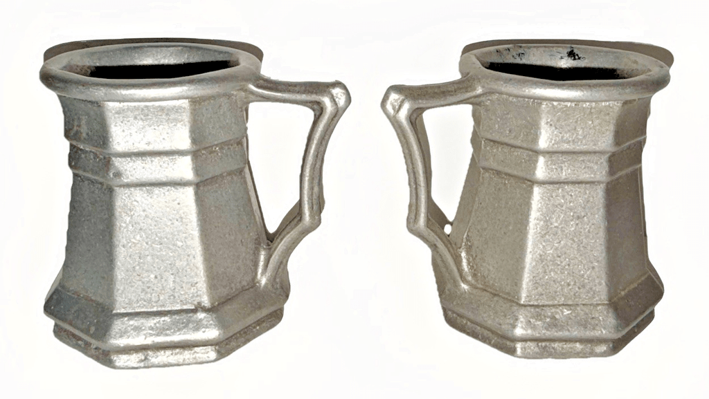 2 Antique Pewter 4 oz. Tankards Octagonal Body with Art Deco Styling / Handles - AntiquesEtcetera2 Antique Pewter 4 oz. Tankards Octagonal Body with Art Deco Styling / HandlesUnbrandedAntiquesEtcetera