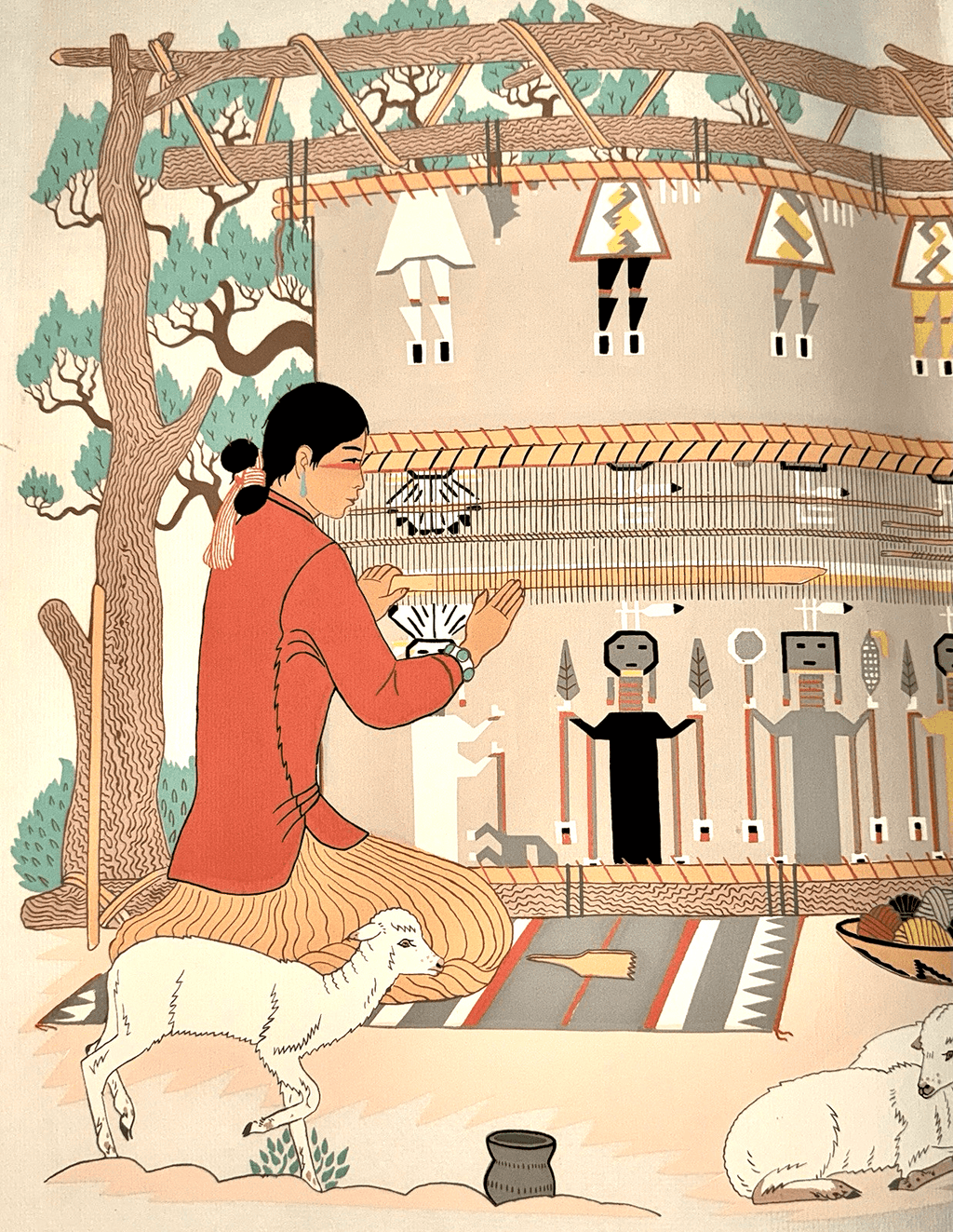 2 Harrison Begay TEWA Silk Screen Reproductions Two Navajo Women Weaving 26 x 18 - AntiquesEtcetera2 Harrison Begay TEWA Silk Screen Reproductions Two Navajo Women Weaving 26 x 18AntiquesEtceteraAntiquesEtcetera
