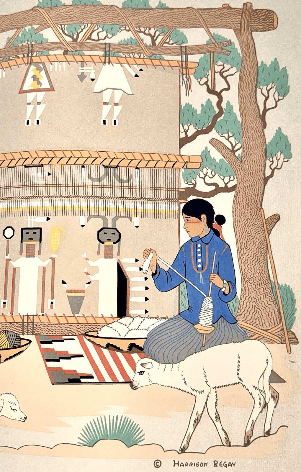 2 Harrison Begay TEWA Silk Screen Reproductions Two Navajo Women Weaving 26 x 18 - AntiquesEtcetera2 Harrison Begay TEWA Silk Screen Reproductions Two Navajo Women Weaving 26 x 18AntiquesEtceteraAntiquesEtcetera