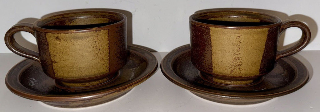 2 Iron Mountain Nancy Lamb Patterson Coffee Cups with Saucers Roan Stoneware - AntiquesEtcetera2 Iron Mountain Nancy Lamb Patterson Coffee Cups with Saucers Roan StonewareStone Mountain Roan Mountain StonewareAntiquesEtcetera