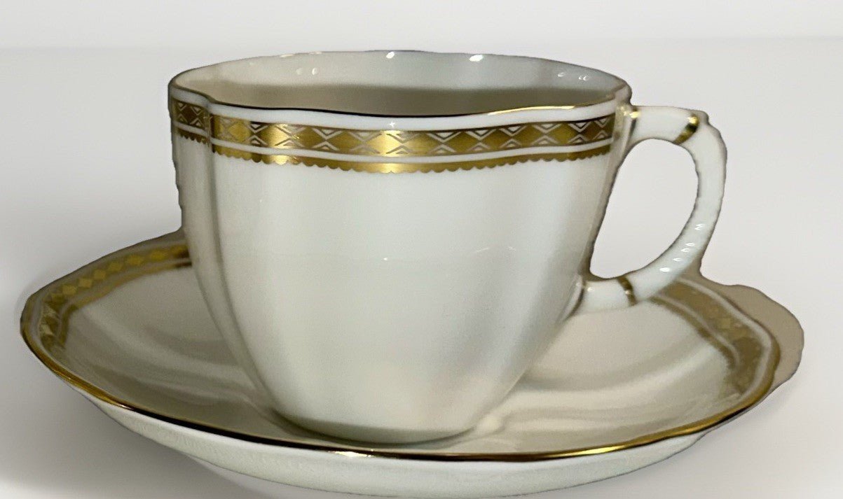 2 Royal Crown Derby Carlton Gold Cups and Saucers Beautiful Set & Pattern - AntiquesEtcetera2 Royal Crown Derby Carlton Gold Cups and Saucers Beautiful Set & PatternRoyal Crown DerbyAntiquesEtcetera