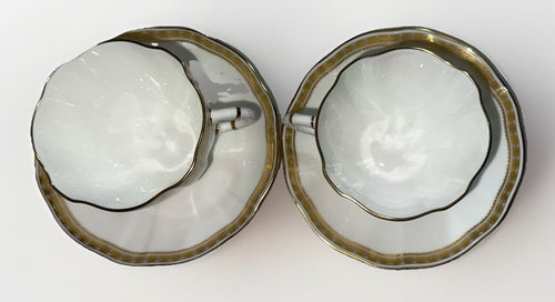 2 Royal Crown Derby Carlton Gold Cups and Saucers Beautiful Set & Pattern - AntiquesEtcetera2 Royal Crown Derby Carlton Gold Cups and Saucers Beautiful Set & PatternRoyal Crown DerbyAntiquesEtcetera