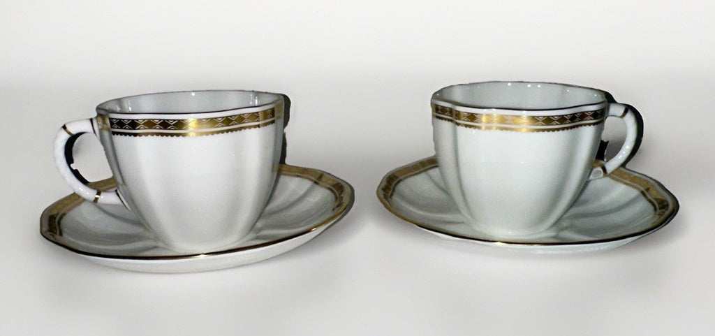 2 Royal Crown Derby Carlton Gold Cups and Saucers Beautiful Set & Pattern - AntiquesEtcetera2 Royal Crown Derby Carlton Gold Cups and Saucers Beautiful Set & PatternRoyal Crown DerbyAntiquesEtcetera