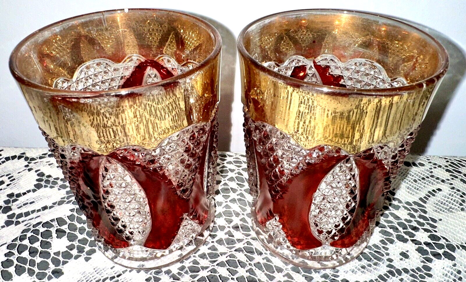 2 Westmoreland 550 Ruby Stained Tumblers High Hobbed from Minnesota Glass Museum - AntiquesEtcetera2 Westmoreland 550 Ruby Stained Tumblers High Hobbed from Minnesota Glass MuseumWestmorelandAntiquesEtcetera