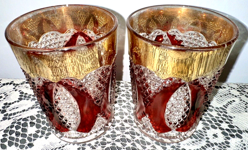 2 Westmoreland 550 Ruby Stained Tumblers High Hobbed from Minnesota Glass Museum - AntiquesEtcetera2 Westmoreland 550 Ruby Stained Tumblers High Hobbed from Minnesota Glass MuseumWestmorelandAntiquesEtcetera
