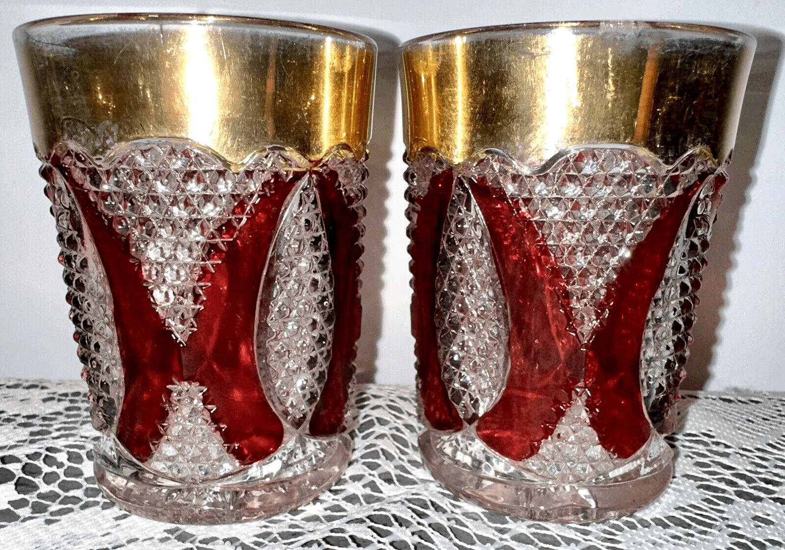 2 Westmoreland 550 Ruby Stained Tumblers High Hobbed from Minnesota Glass Museum - AntiquesEtcetera2 Westmoreland 550 Ruby Stained Tumblers High Hobbed from Minnesota Glass MuseumWestmorelandAntiquesEtcetera
