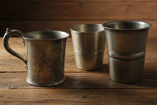 3 Antique Pewter Tumblers / Mugs - 1 w/ Touchmark Very Heavy 1 w/ Applied Handle - AntiquesEtcetera3 Antique Pewter Tumblers / Mugs - 1 w/ Touchmark Very Heavy 1 w/ Applied HandleUnbrandedAntiquesEtcetera