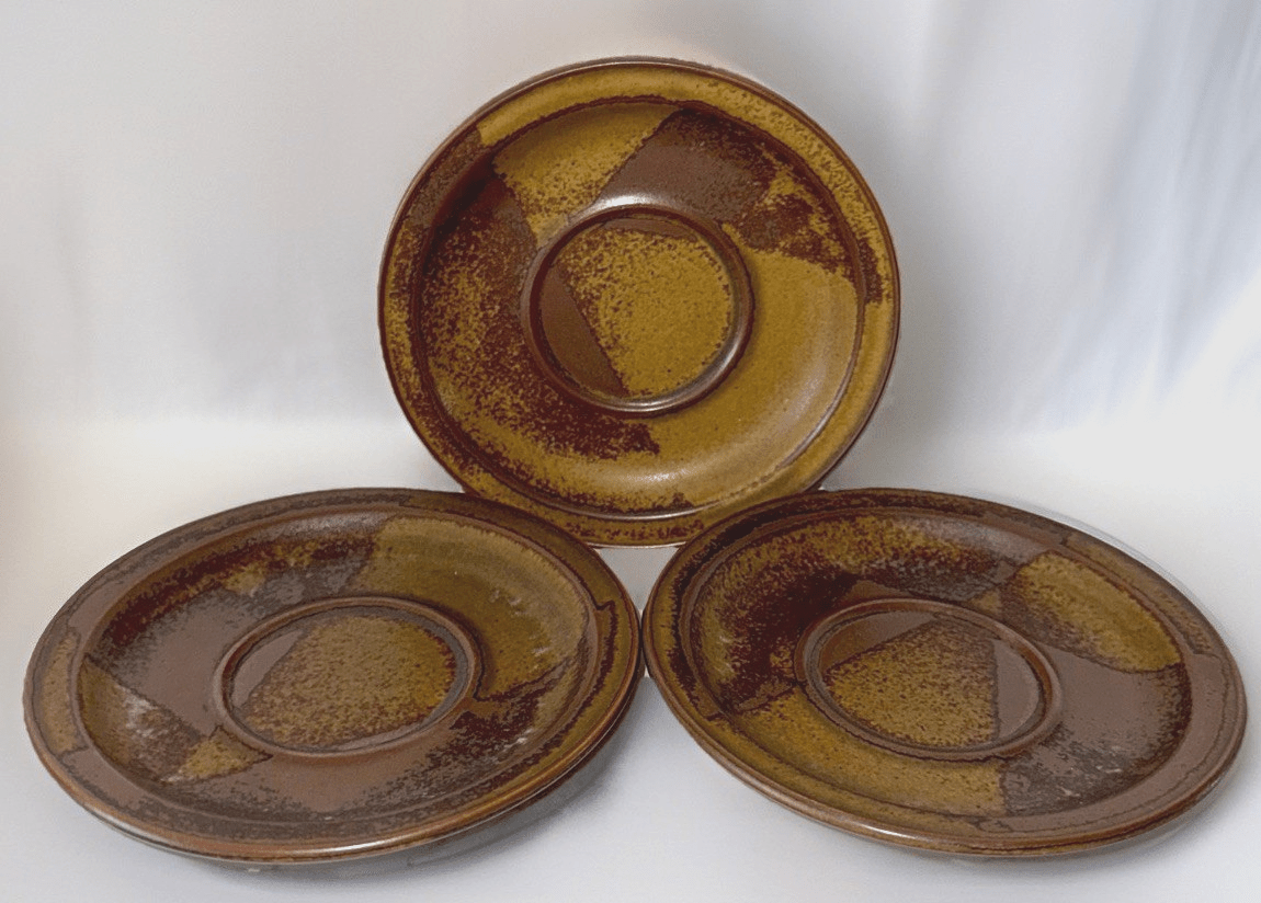 3 Iron Mountain Stoneware Saucers Nancy Lamb Patterson Roan Stoneware 6 3/8" D. - AntiquesEtcetera3 Iron Mountain Stoneware Saucers Nancy Lamb Patterson Roan Stoneware 6 3/8" D.StonewareAntiquesEtcetera