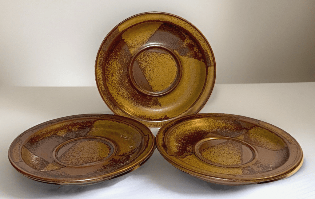3 Iron Mountain Stoneware Saucers Nancy Lamb Patterson Roan Stoneware 6 3/8" D. - AntiquesEtcetera3 Iron Mountain Stoneware Saucers Nancy Lamb Patterson Roan Stoneware 6 3/8" D.StonewareAntiquesEtcetera
