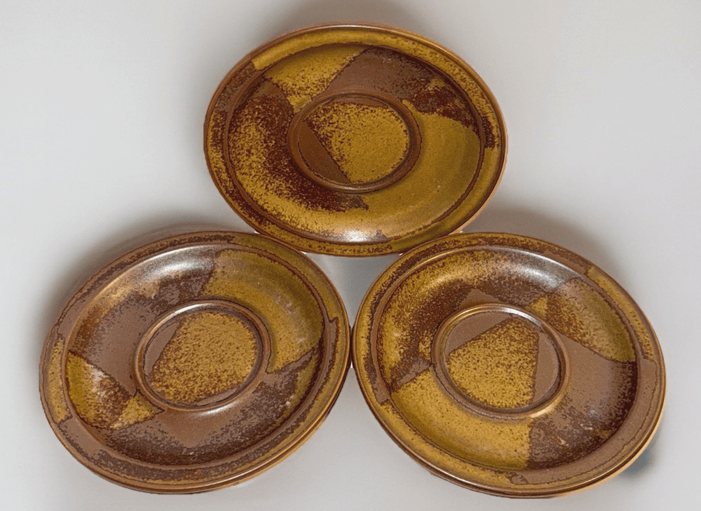 3 Iron Mountain Stoneware Saucers Nancy Lamb Patterson Roan Stoneware 6 3/8" D. - AntiquesEtcetera3 Iron Mountain Stoneware Saucers Nancy Lamb Patterson Roan Stoneware 6 3/8" D.StonewareAntiquesEtcetera