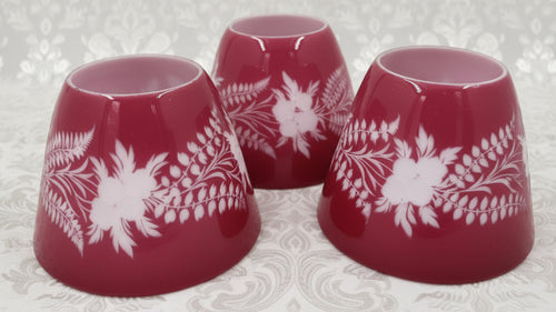 3 Lovely Antique LOETZ Glass Pink Cut to White Lamp Shades - Etched "Patent" - AntiquesEtcetera3 Lovely Antique LOETZ Glass Pink Cut to White Lamp Shades - Etched "Patent"Antique LightingAntiquesEtceteraAntiquesEtcetera