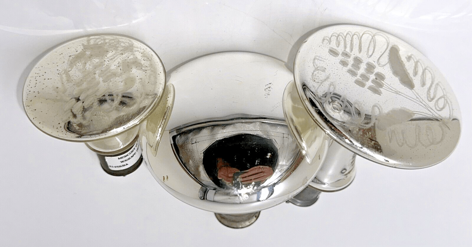 3 Mercury Glass Curtain Tiebacks Silver 2.5 - 3.5" D. Silvered and Etched Grapes - AntiquesEtcetera3 Mercury Glass Curtain Tiebacks Silver 2.5 - 3.5" D. Silvered and Etched GrapesAntiquesEtceteraAntiquesEtcetera