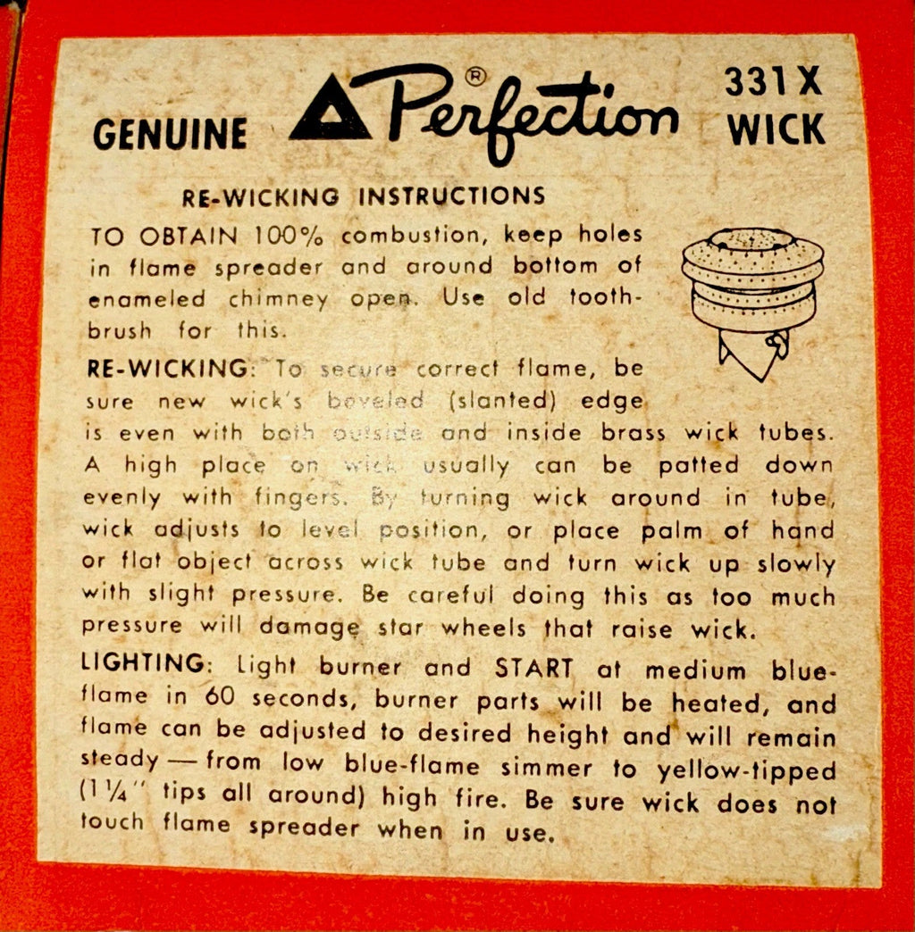 3 Perfection Kerosene Stove Wicks 331 - X Fast Inner Flow 3 - Ply Wick Original Box - AntiquesEtcetera3 Perfection Kerosene Stove Wicks 331 - X Fast Inner Flow 3 - Ply Wick Original BoxAntique LightingAntiquesEtceteraAntiquesEtcetera