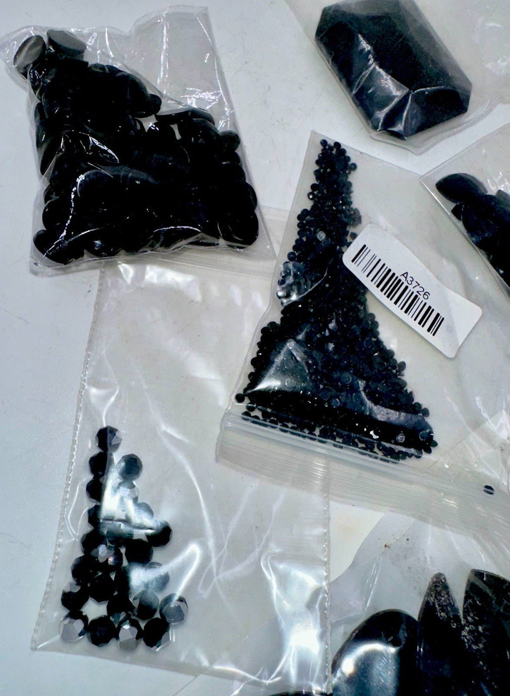 300+ Jet Black Glass Beads for Jewelry Making Includes a Large Faceted Cabochon - AntiquesEtcetera300+ Jet Black Glass Beads for Jewelry Making Includes a Large Faceted CabochonUnbrandedAntiquesEtcetera