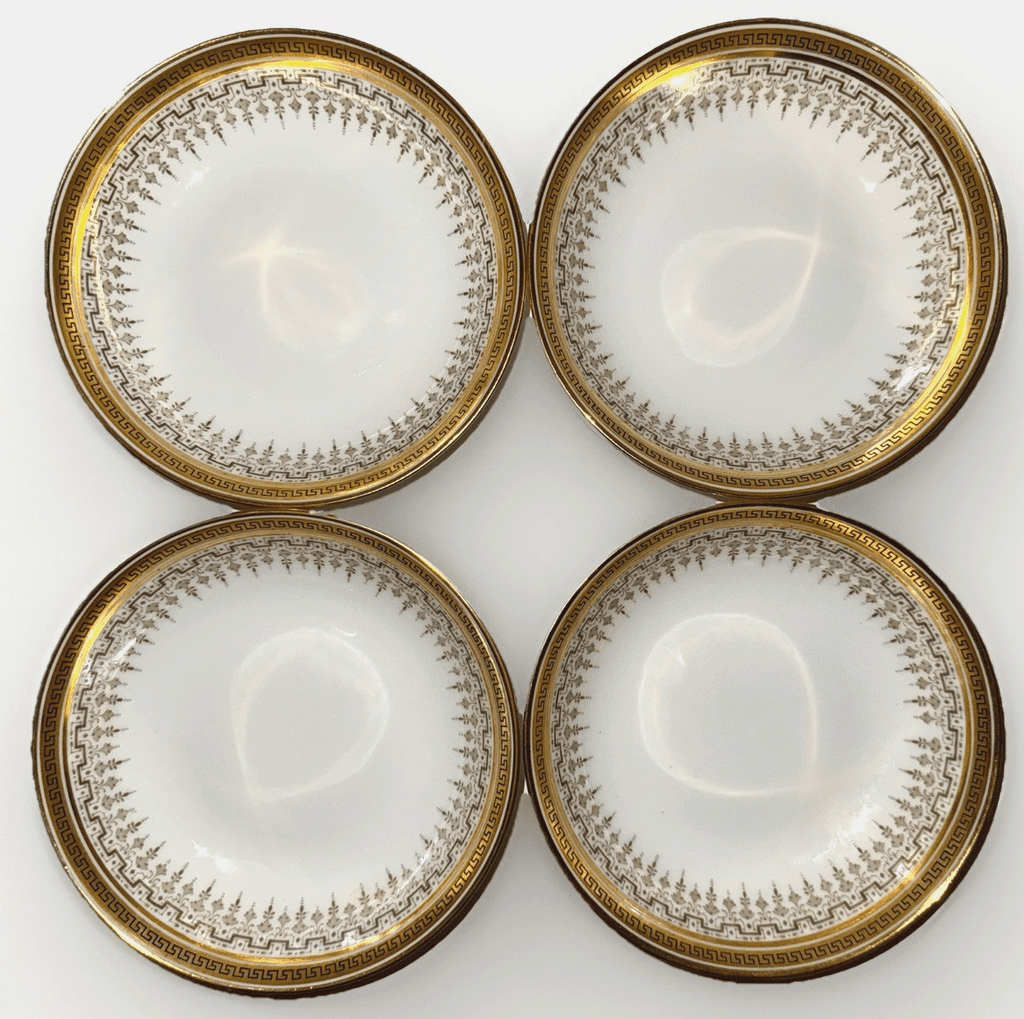 4 Royal Cauldon H8713 Porcelain Fruit Dessert Bowls Gold Rim Greek Key 5 1/2" D. - AntiquesEtcetera4 Royal Cauldon H8713 Porcelain Fruit Dessert Bowls Gold Rim Greek Key 5 1/2" D.Elegant / Collectible DinnerwareAntiquesEtceteraAntiquesEtcetera