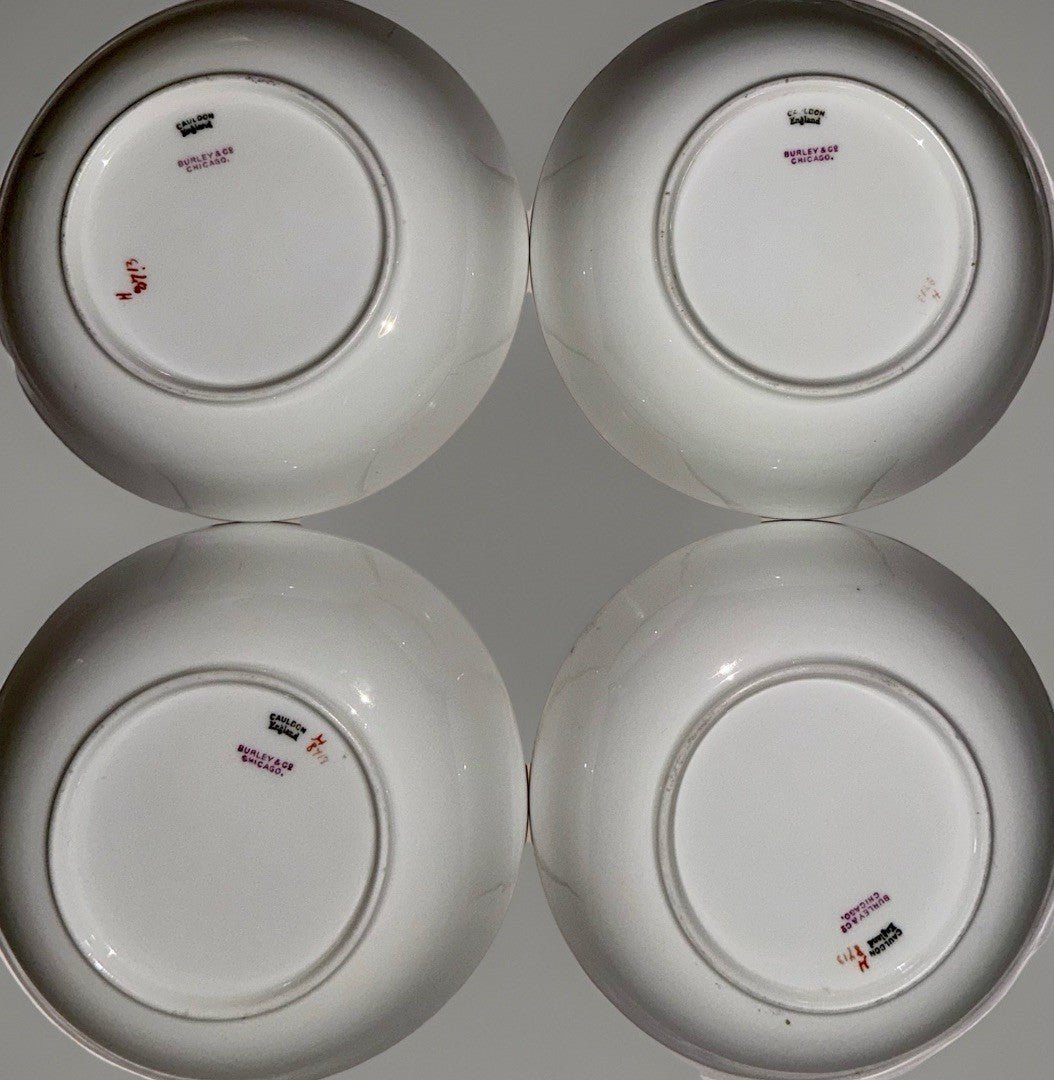 4 Royal Cauldon H8713 Porcelain Fruit Dessert Bowls Gold Rim Greek Key 5 1/2" D. - AntiquesEtcetera4 Royal Cauldon H8713 Porcelain Fruit Dessert Bowls Gold Rim Greek Key 5 1/2" D.Elegant / Collectible DinnerwareAntiquesEtceteraAntiquesEtcetera