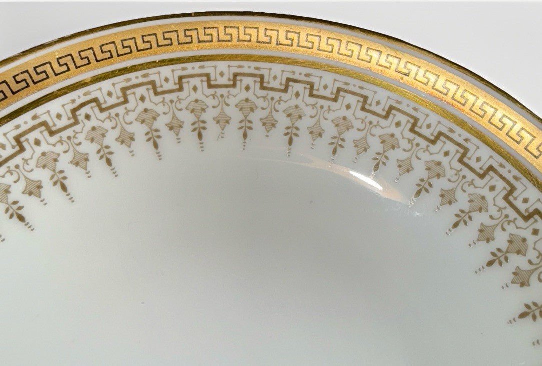 4 Royal Cauldon H8713 Porcelain Fruit Dessert Bowls Gold Rim Greek Key 5 1/2" D. - AntiquesEtcetera4 Royal Cauldon H8713 Porcelain Fruit Dessert Bowls Gold Rim Greek Key 5 1/2" D.Elegant / Collectible DinnerwareAntiquesEtceteraAntiquesEtcetera