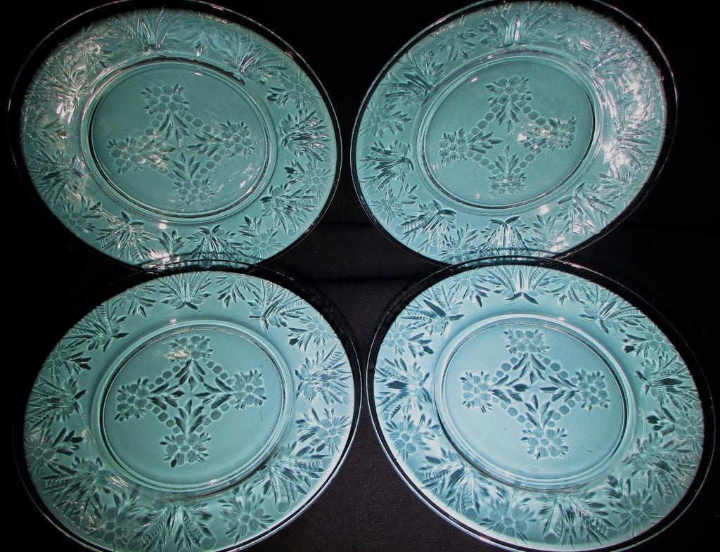 4 Thomas Webb Stourbridge Salad Plates Dainty Rock Cut Floral Motif Antique - AntiquesEtcetera4 Thomas Webb Stourbridge Salad Plates Dainty Rock Cut Floral Motif AntiqueThomas Webb & SonsAntiquesEtcetera