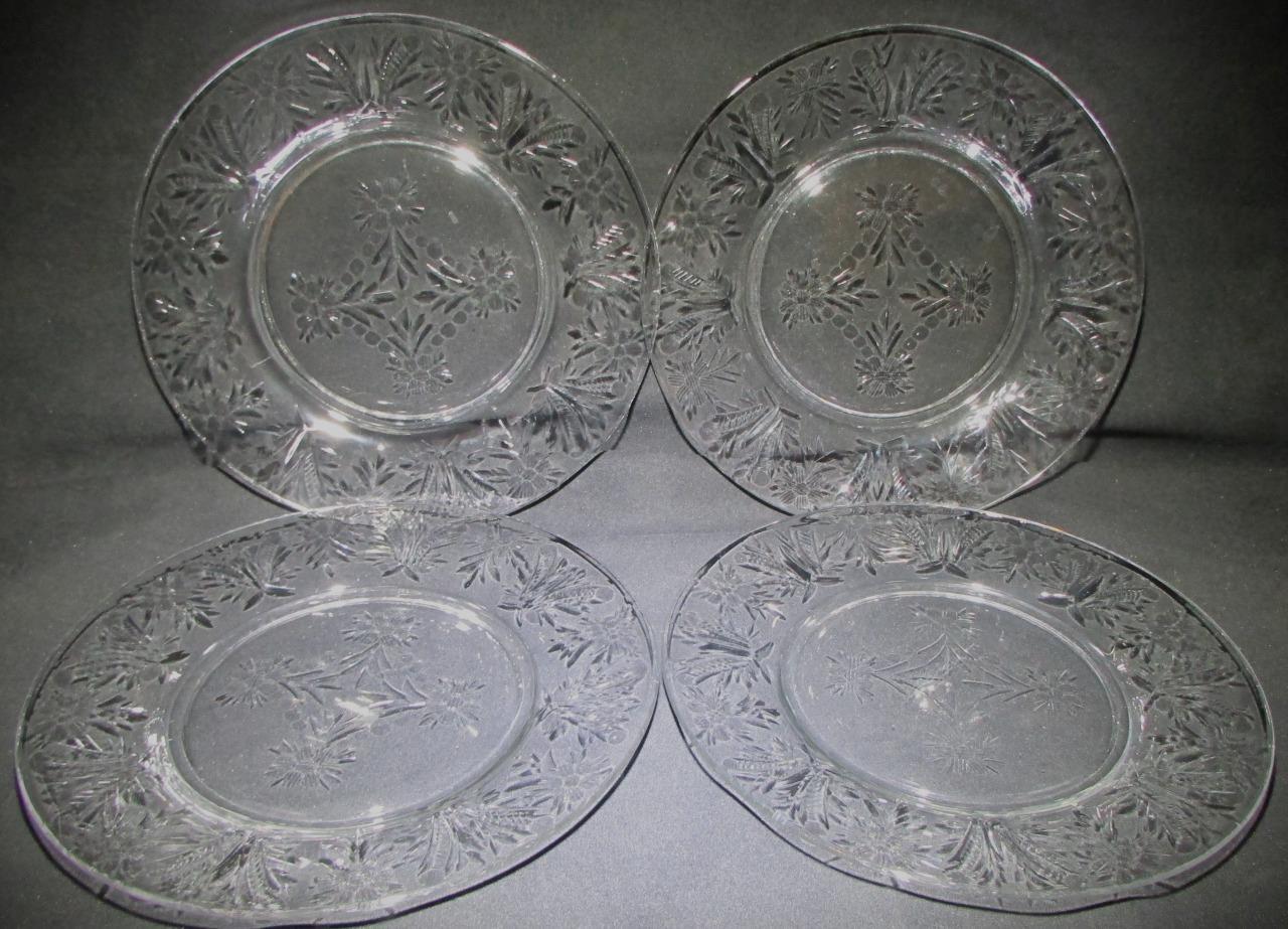 4 Thomas Webb Stourbridge Salad Plates Dainty Rock Cut Floral Motif Antique - AntiquesEtcetera4 Thomas Webb Stourbridge Salad Plates Dainty Rock Cut Floral Motif AntiqueThomas Webb & SonsAntiquesEtcetera