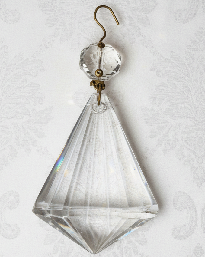 40 Antique Cut Crystal Fan-Wedge Chandelier Prisms with Octagonal Beads, 3” Drop - AntiquesEtcetera40 Antique Cut Crystal Fan-Wedge Chandelier Prisms with Octagonal Beads, 3” DropAntique LightingAntiquesEtceteraAntiquesEtcetera