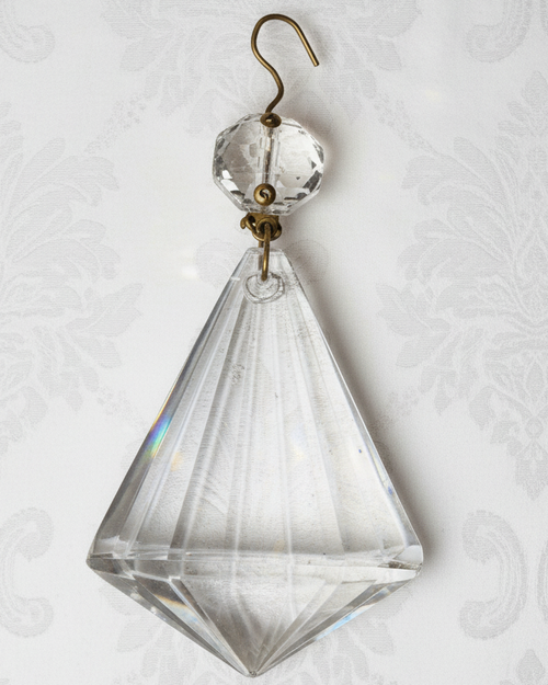 40 Antique Cut Crystal Fan-Wedge Chandelier Prisms with Octagonal Beads, 3” Drop - AntiquesEtcetera40 Antique Cut Crystal Fan-Wedge Chandelier Prisms with Octagonal Beads, 3” DropAntique LightingAntiquesEtceteraAntiquesEtcetera
