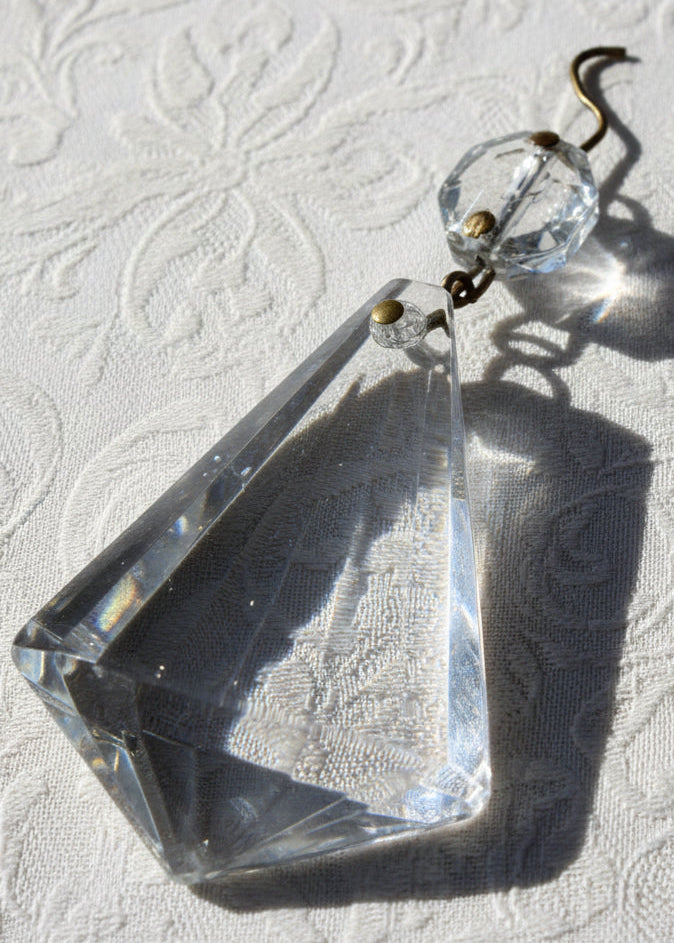 40 Antique Cut Crystal Fan-Wedge Chandelier Prisms with Octagonal Beads, 3” Drop - AntiquesEtcetera40 Antique Cut Crystal Fan-Wedge Chandelier Prisms with Octagonal Beads, 3” DropAntique LightingAntiquesEtceteraAntiquesEtcetera