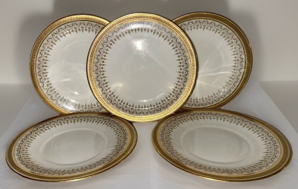 5 Royal Cauldon H8713 Porcelain 7" Plates Gold Rim Greek Key - AntiquesEtcetera5 Royal Cauldon H8713 Porcelain 7" Plates Gold Rim Greek KeyElegant / Collectible DinnerwareAntiquesEtceteraAntiquesEtcetera
