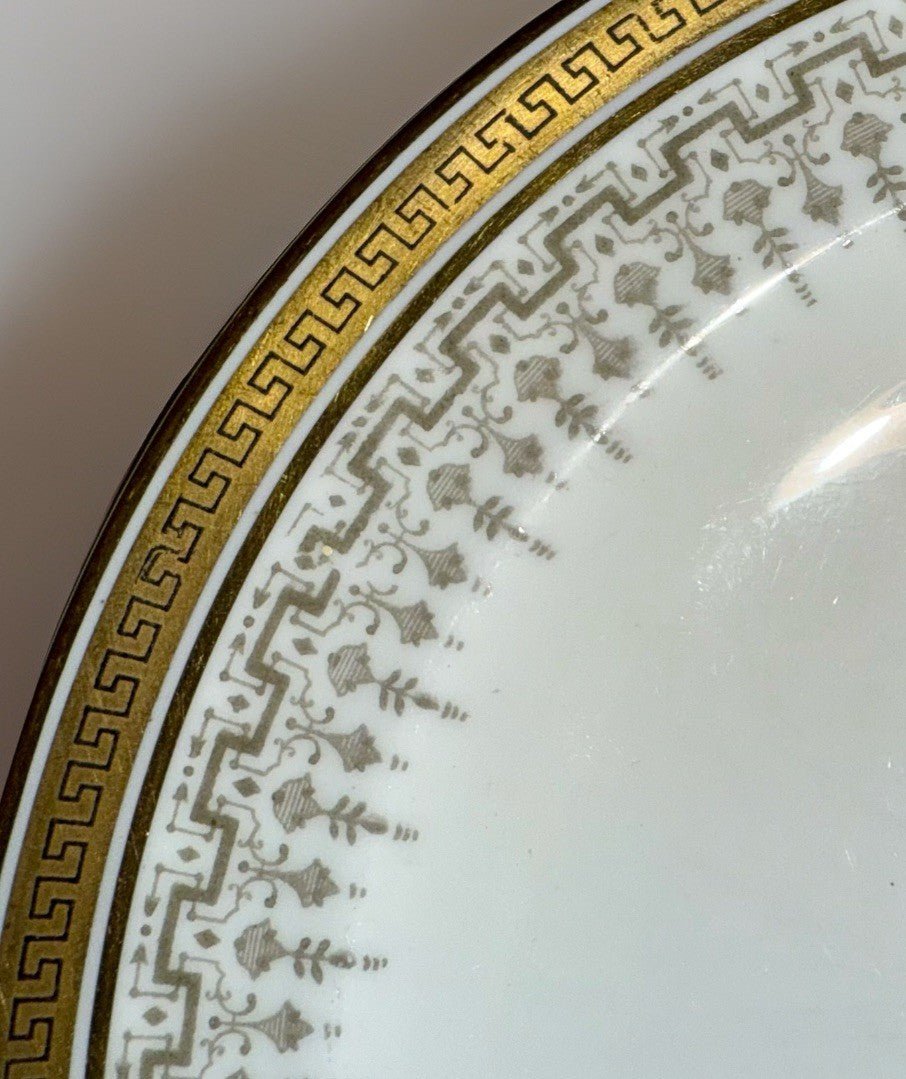 5 Royal Cauldon H8713 Porcelain Salad Plates Gold Greek Key Higgins & Seiter NY - AntiquesEtcetera5 Royal Cauldon H8713 Porcelain Salad Plates Gold Greek Key Higgins & Seiter NYElegant / Collectible DinnerwareAntiquesEtceteraAntiquesEtcetera