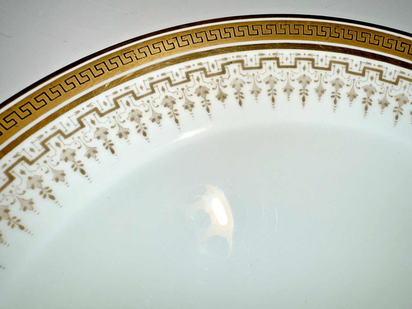 7 Royal Cauldon H8713 Porcelain 10" Dinner Plates Gold Greek Key Burley Chicago - AntiquesEtcetera7 Royal Cauldon H8713 Porcelain 10" Dinner Plates Gold Greek Key Burley ChicagoElegant / Collectible DinnerwareAntiquesEtceteraAntiquesEtcetera