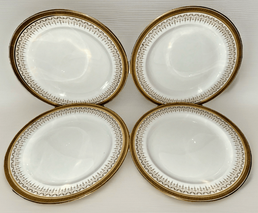 7 Royal Cauldon H8713 Porcelain 10" Dinner Plates Gold Greek Key Burley Chicago - AntiquesEtcetera7 Royal Cauldon H8713 Porcelain 10" Dinner Plates Gold Greek Key Burley ChicagoElegant / Collectible DinnerwareAntiquesEtceteraAntiquesEtcetera