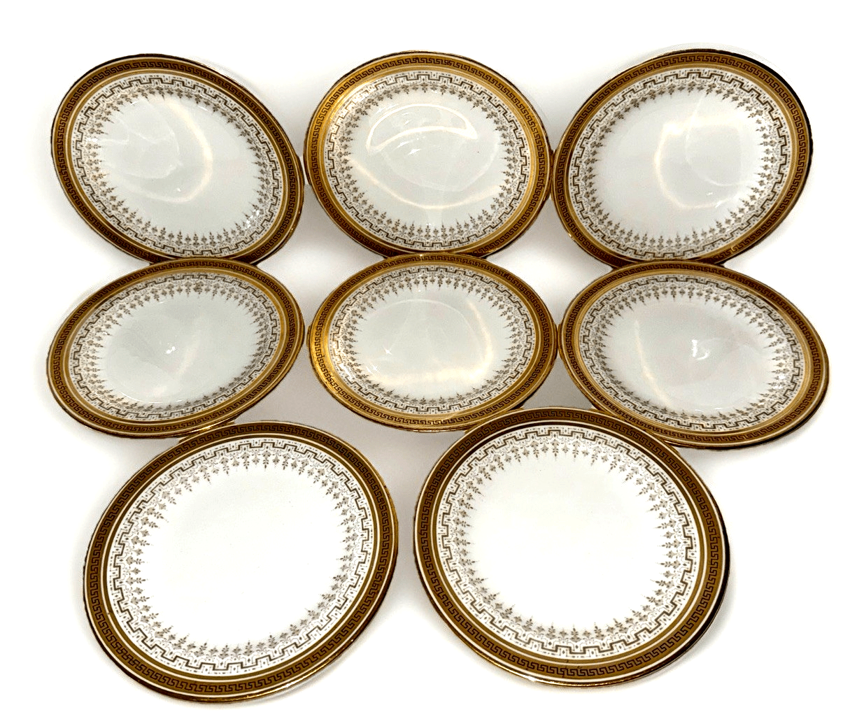8 Royal Cauldon H8713 Porcelain Bread Plates Gold Greek Key Burley & Co. Chicago - AntiquesEtcetera8 Royal Cauldon H8713 Porcelain Bread Plates Gold Greek Key Burley & Co. ChicagoElegant / Collectible DinnerwareAntiquesEtceteraAntiquesEtcetera