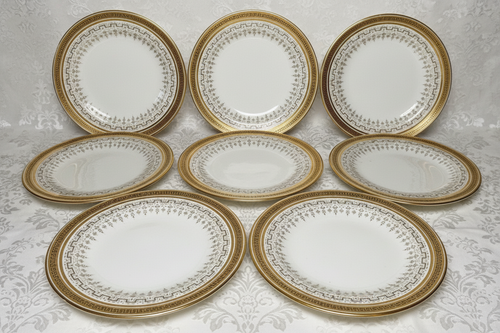 8 Royal Cauldon H8713 Porcelain Bread Plates Gold Greek Key Burley & Co. Chicago - AntiquesEtcetera8 Royal Cauldon H8713 Porcelain Bread Plates Gold Greek Key Burley & Co. ChicagoElegant / Collectible DinnerwareAntiquesEtceteraAntiquesEtcetera