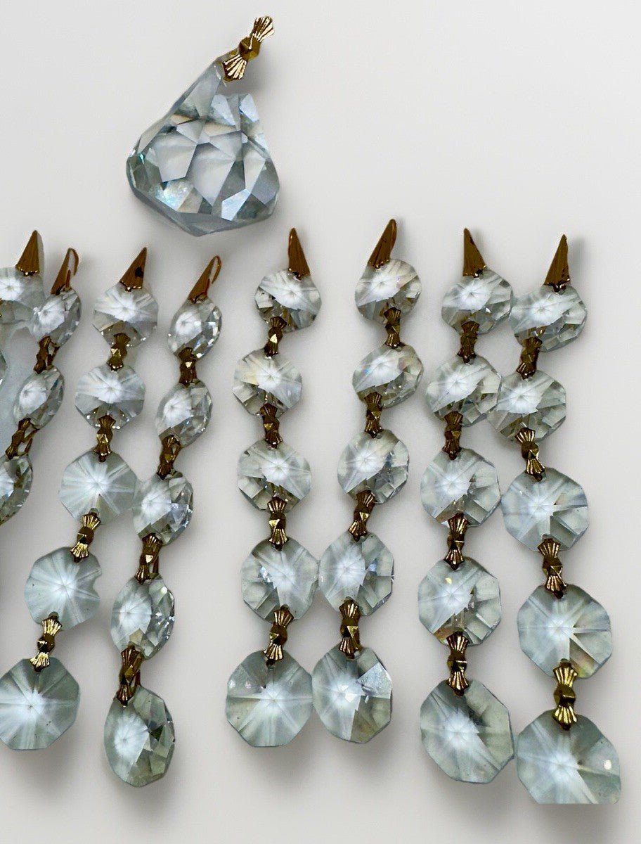 9 Lengths Schonbek 4" Chain Crystal w/ 5 Octagons + Gorgeous Center Faceted Drop - AntiquesEtcetera9 Lengths Schonbek 4" Chain Crystal w/ 5 Octagons + Gorgeous Center Faceted DropSchonbekAntiquesEtcetera